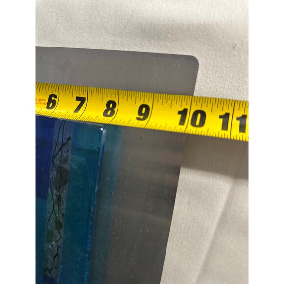 Modern Glass Fusion Original Handmade by Artist 18x10” Art Glass Stainless Steel - Picture 9 of 9
